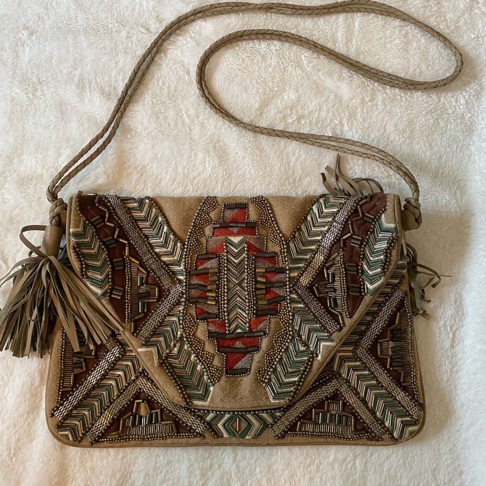 Antik Batik Leather and Beaded Purse